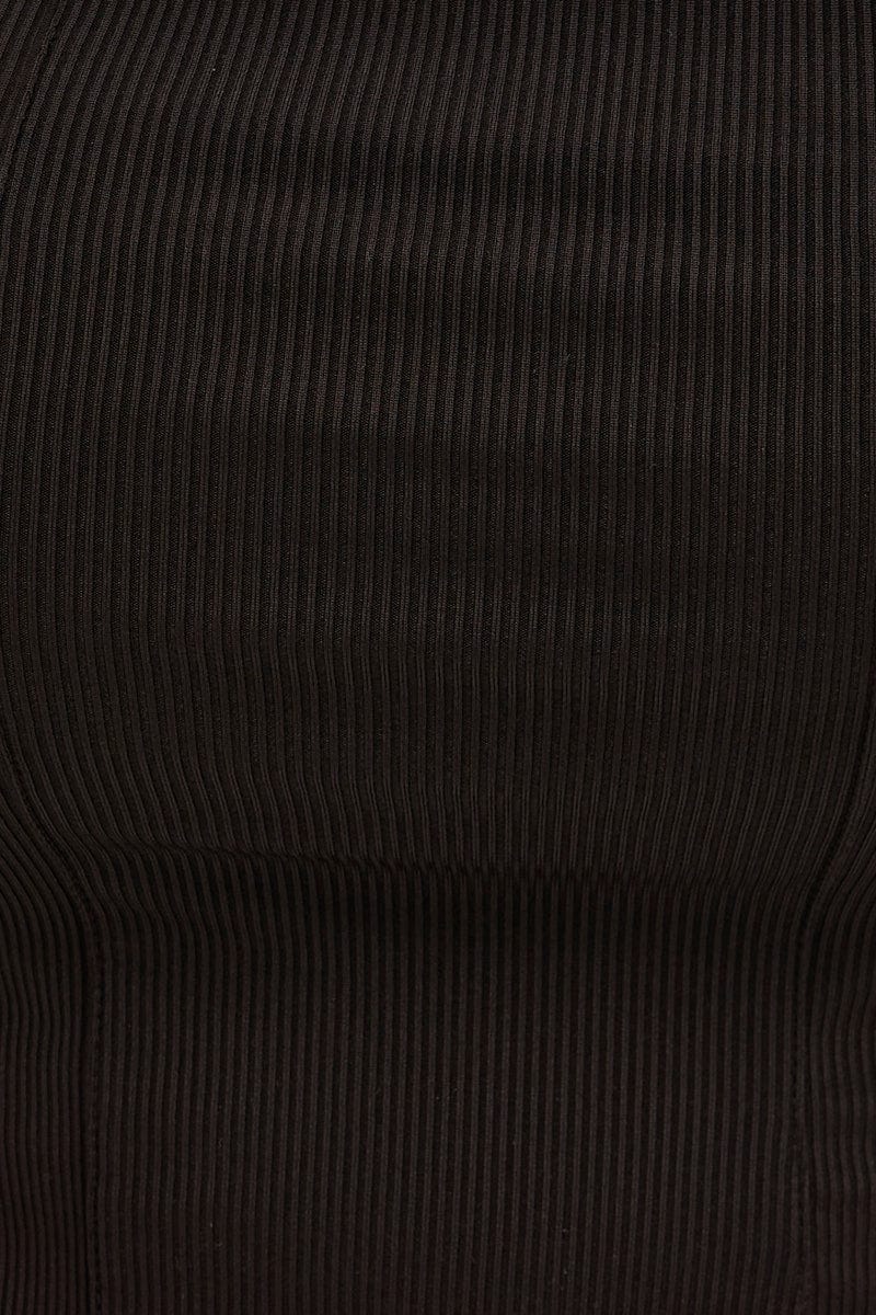 Black Corset Top Shoestring Strap Rib Jersey - Image 6