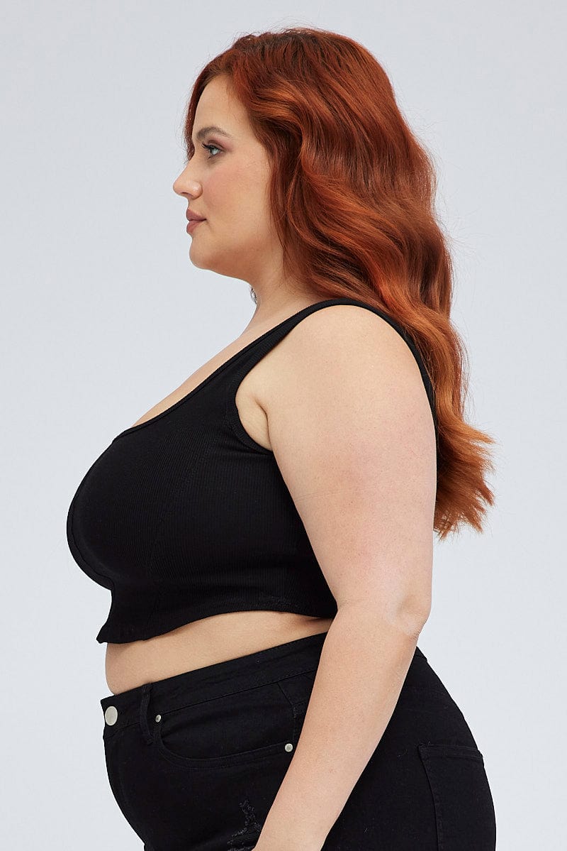 Black Corset Top Sleeveless Scoop Neck - Image 4