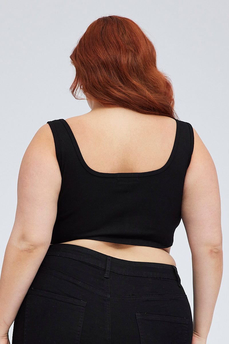 Black Corset Top Sleeveless Scoop Neck - Image 5