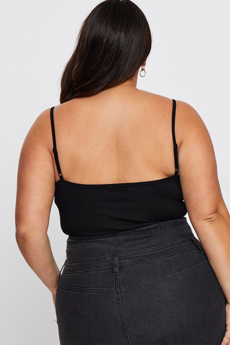 Black Cotton Bodysuit Sleeveless - Image 5