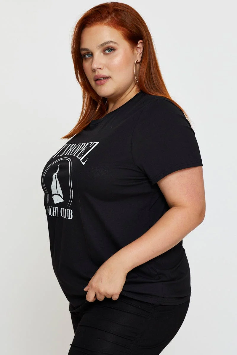 Black Cotton T-shirt Crew Neck Short Sleeve - Image 4