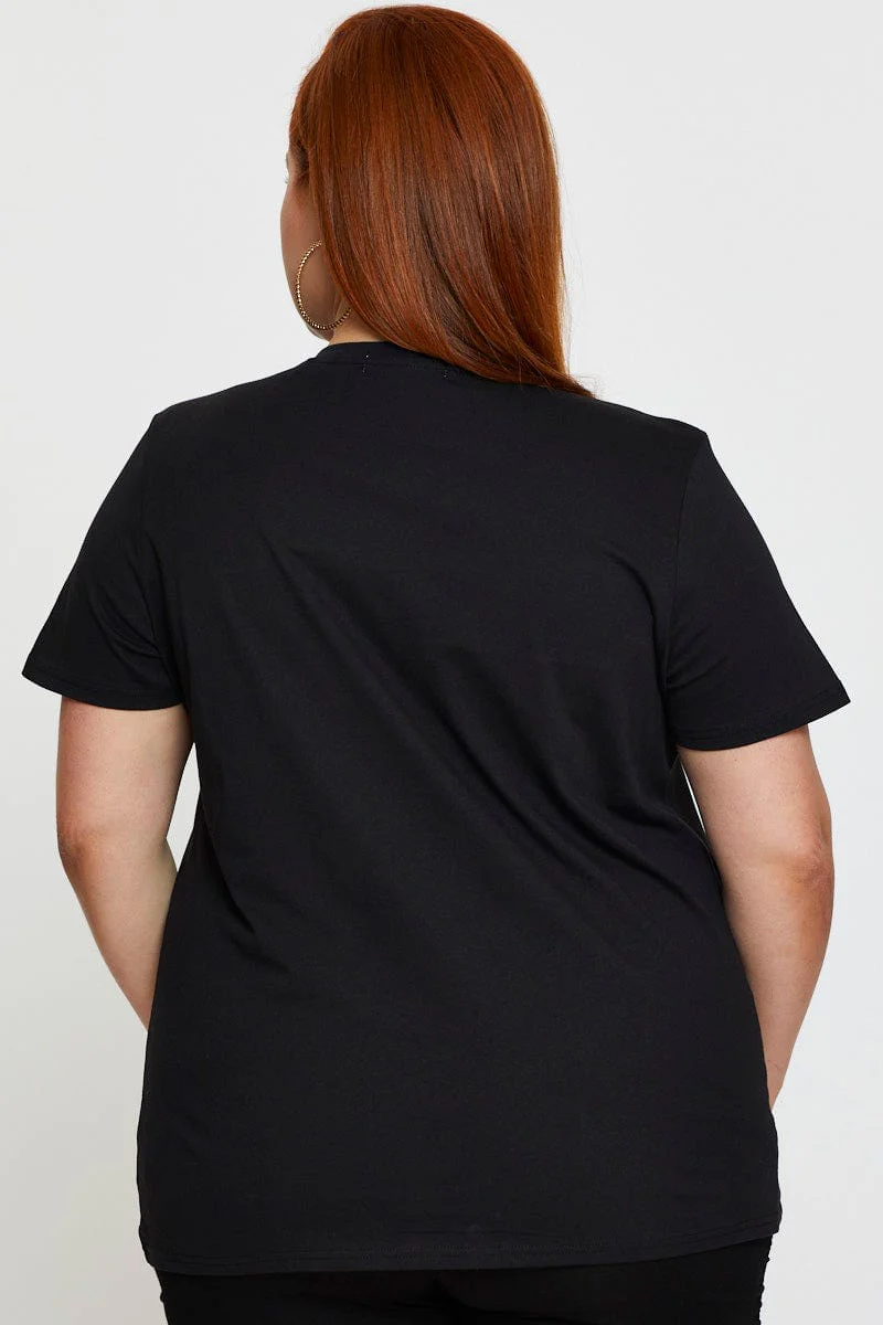 Black Cotton T-shirt Crew Neck Short Sleeve - Image 5