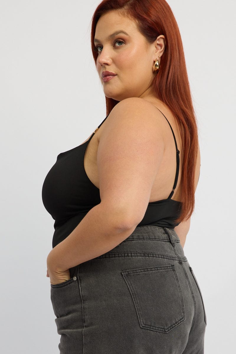 Black Cowl Neck Bodysuit - Image 3