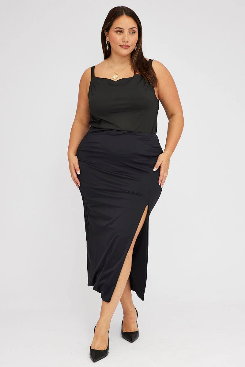 Black Cowl Neck Top - Image 2