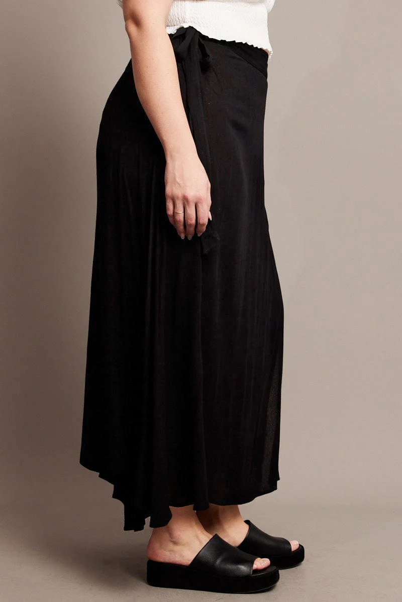 Black Crinkle Wrap Maxi Skirt - Image 4