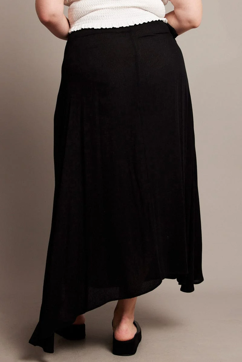 Black Crinkle Wrap Maxi Skirt - Image 5