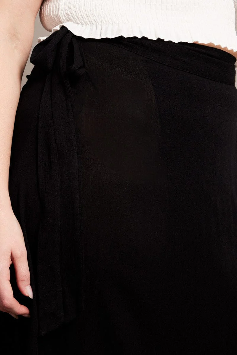 Black Crinkle Wrap Maxi Skirt - Image 6