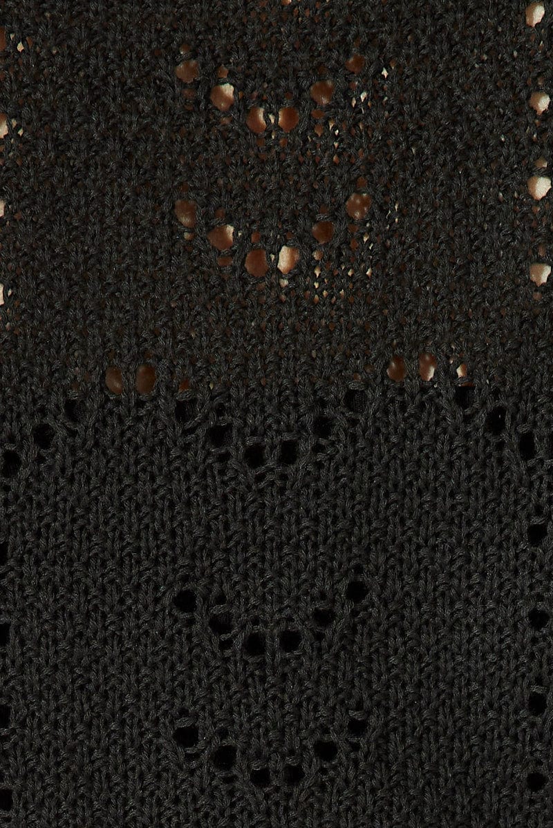 Black Crochet Knit Cardigan Short Sleeve - Image 6
