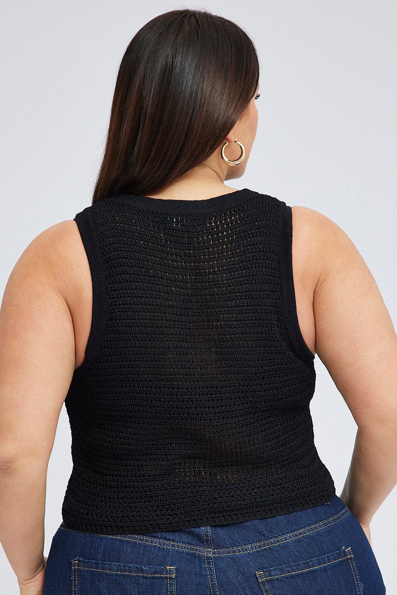 Black Crochet Knit Top - Image 5