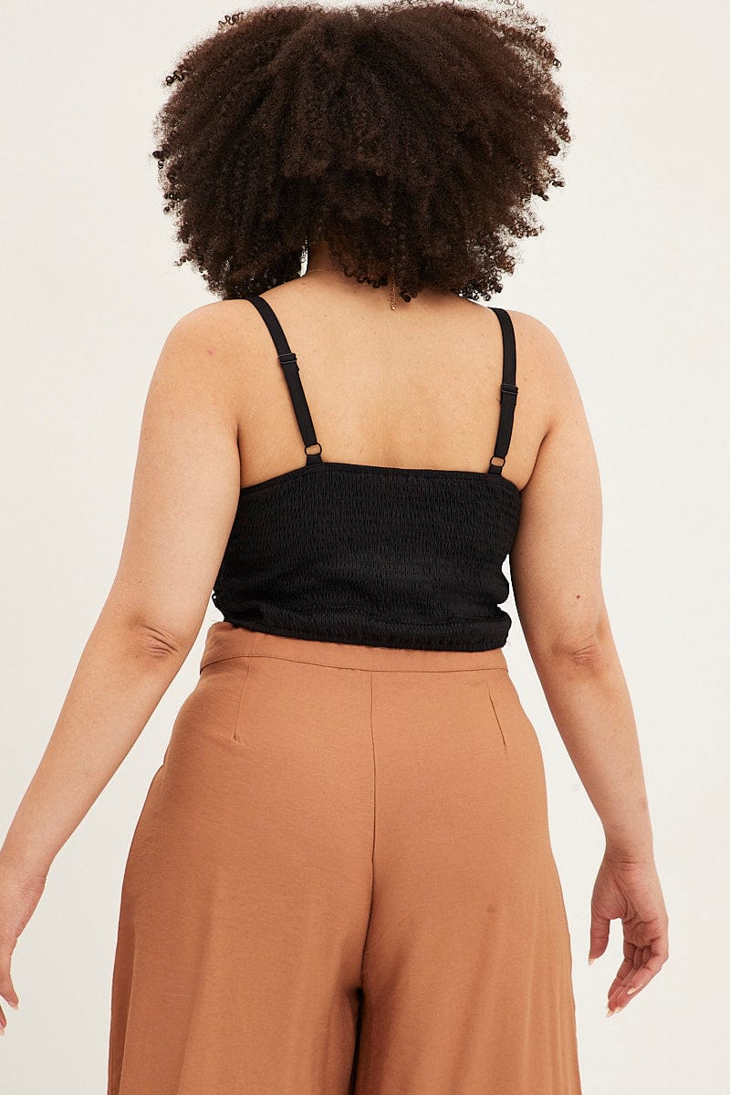 Black Crop Singlet Top Crochet Lace - Image 5