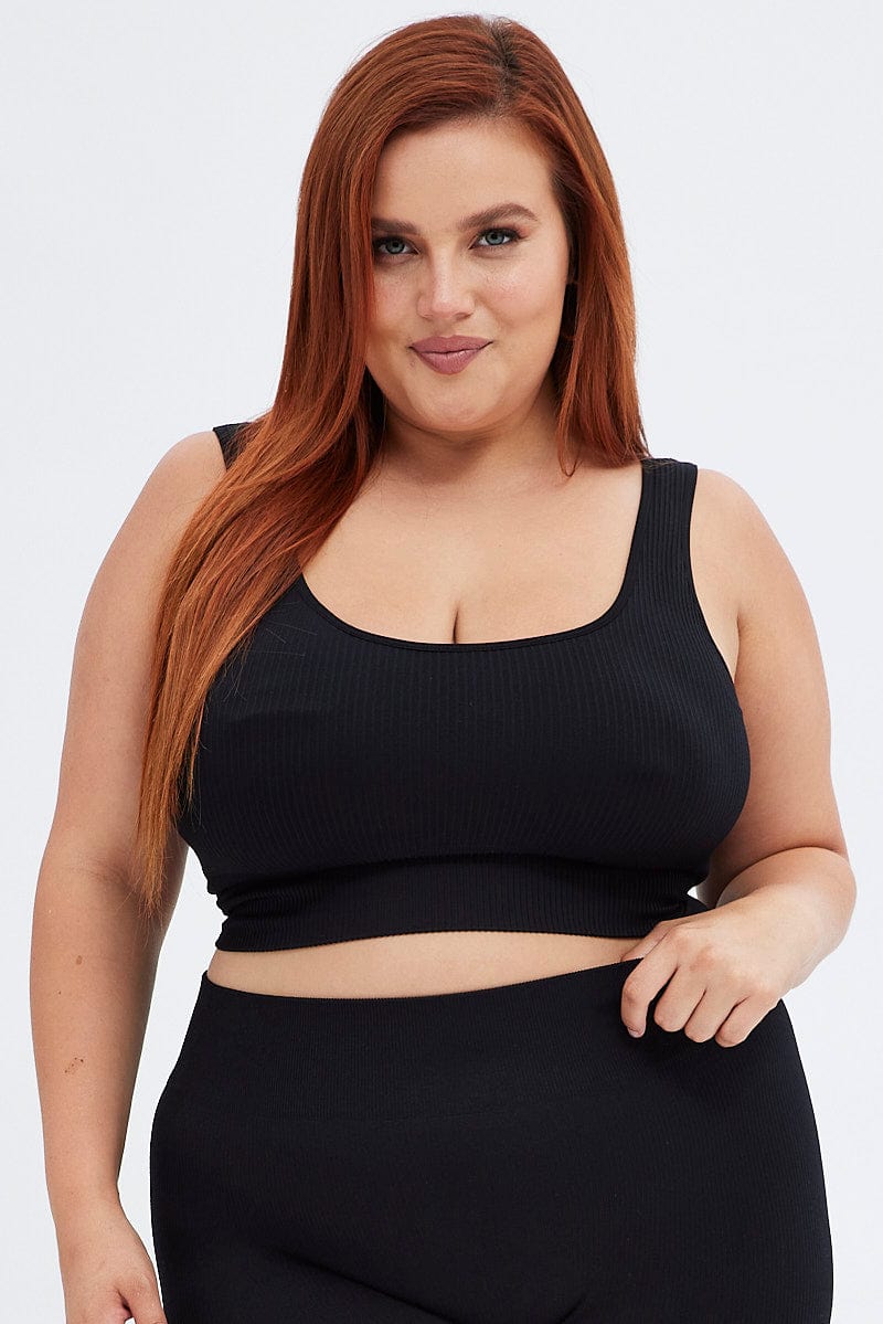 Black Crop Tank Top Seamless - Image 3