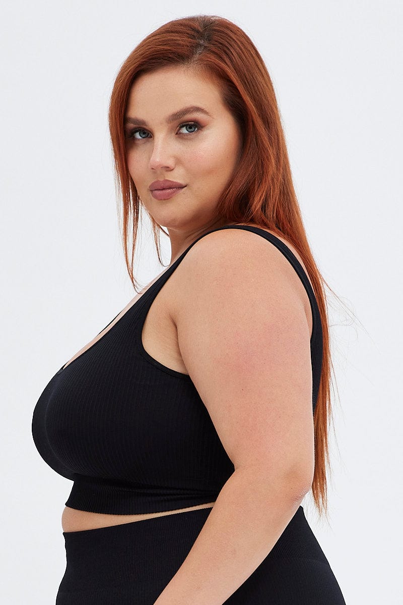 Black Crop Tank Top Seamless - Image 4