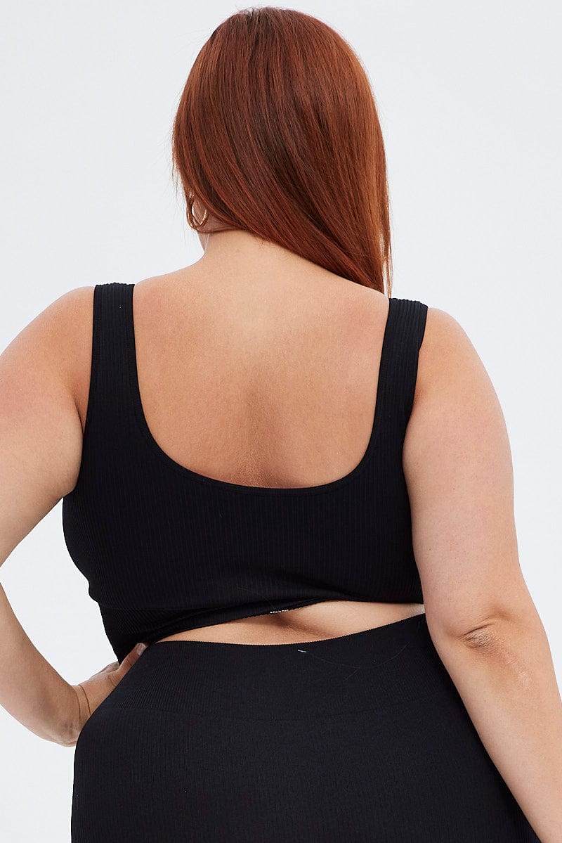 Black Crop Tank Top Seamless - Image 5