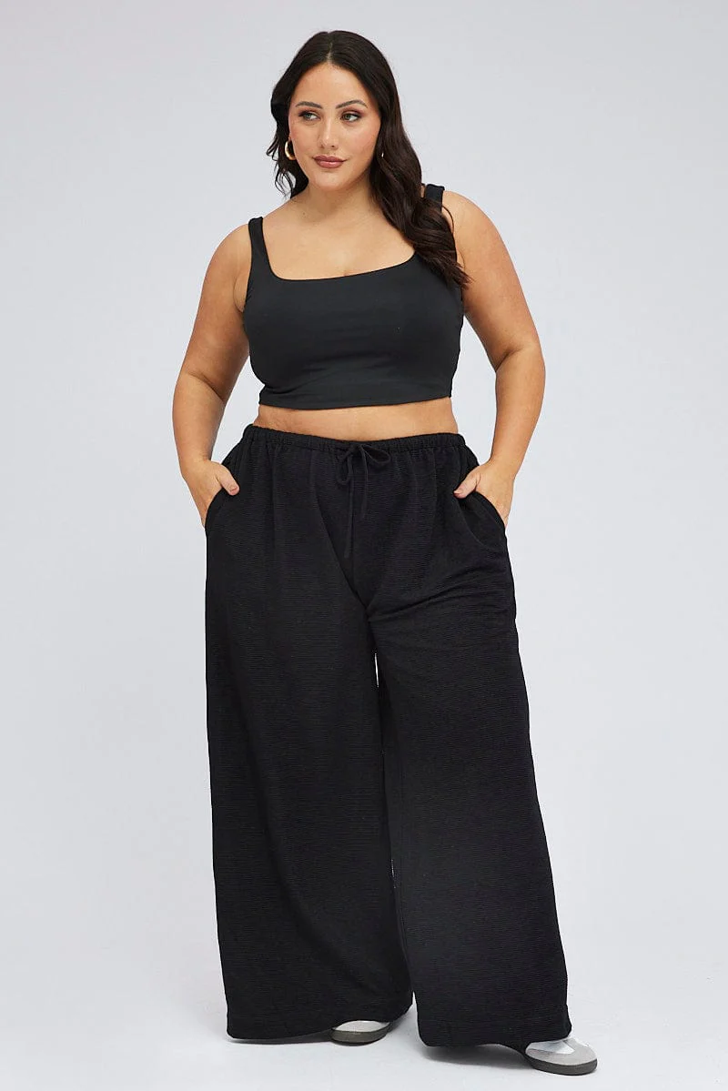Black Crop Tank Top Square Neck - Image 2