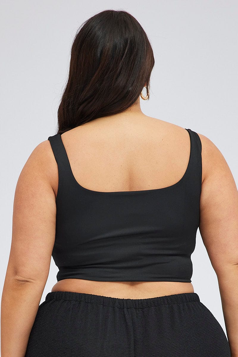 Black Crop Tank Top Square Neck - Image 5