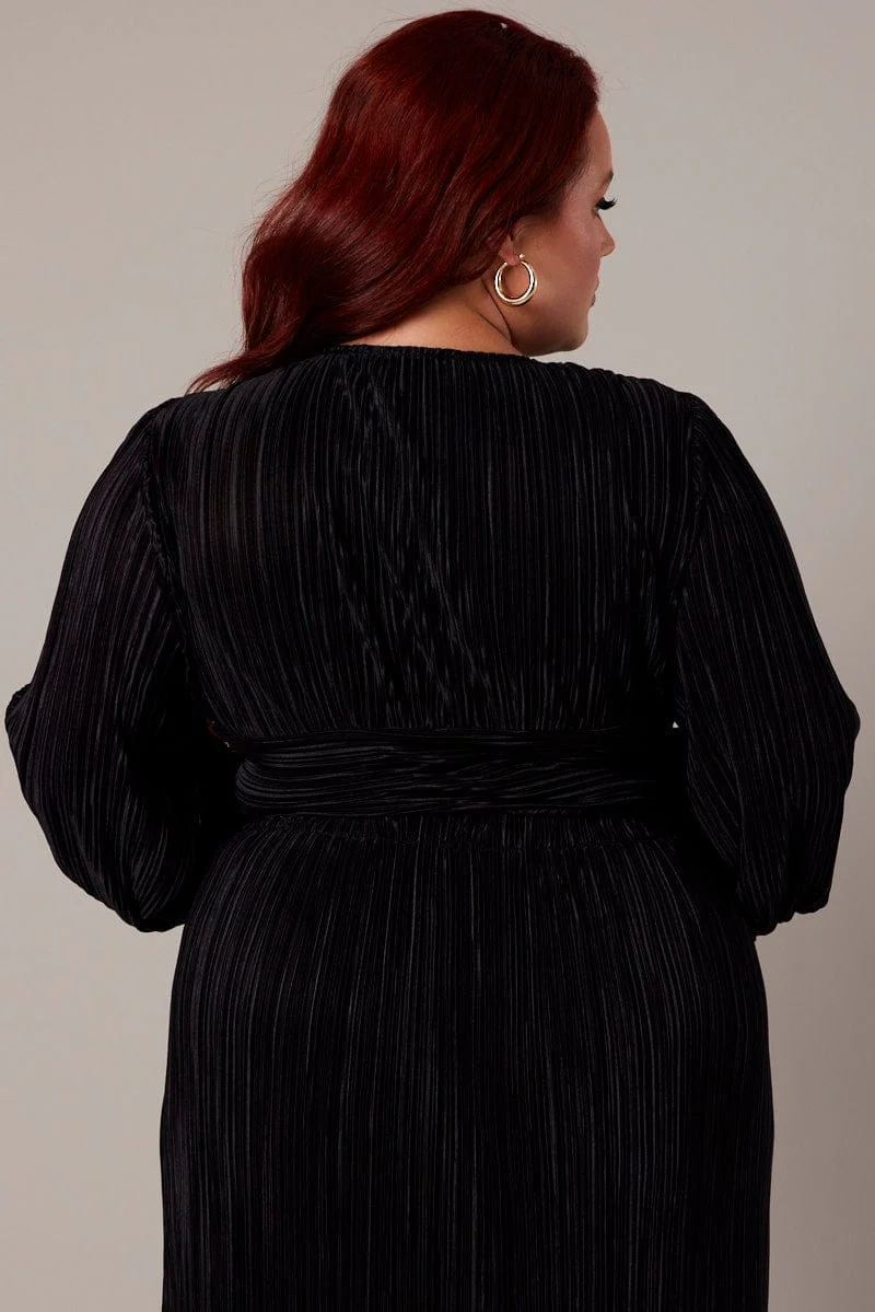 Black Crop Top Long Sleeve Plisse - Image 5