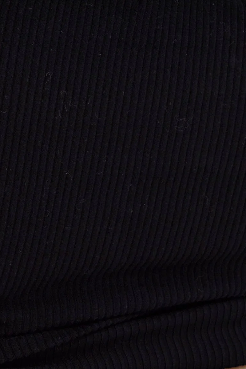 Black Crop Top Rib Jersey Drawstring Side - Image 6