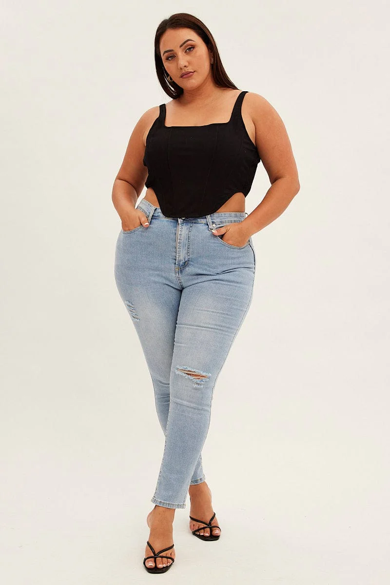 Black Crop Top Sleeveless Corset - Image 2