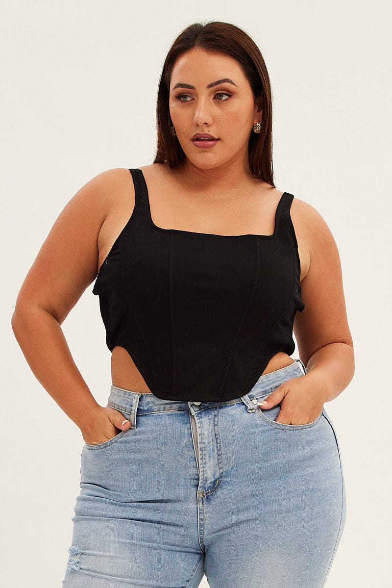 Black Crop Top Sleeveless Corset - Image 3