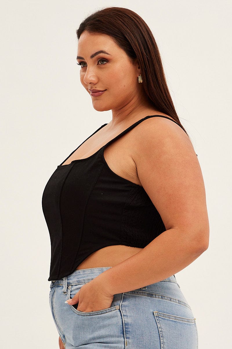 Black Crop Top Sleeveless Corset - Image 4