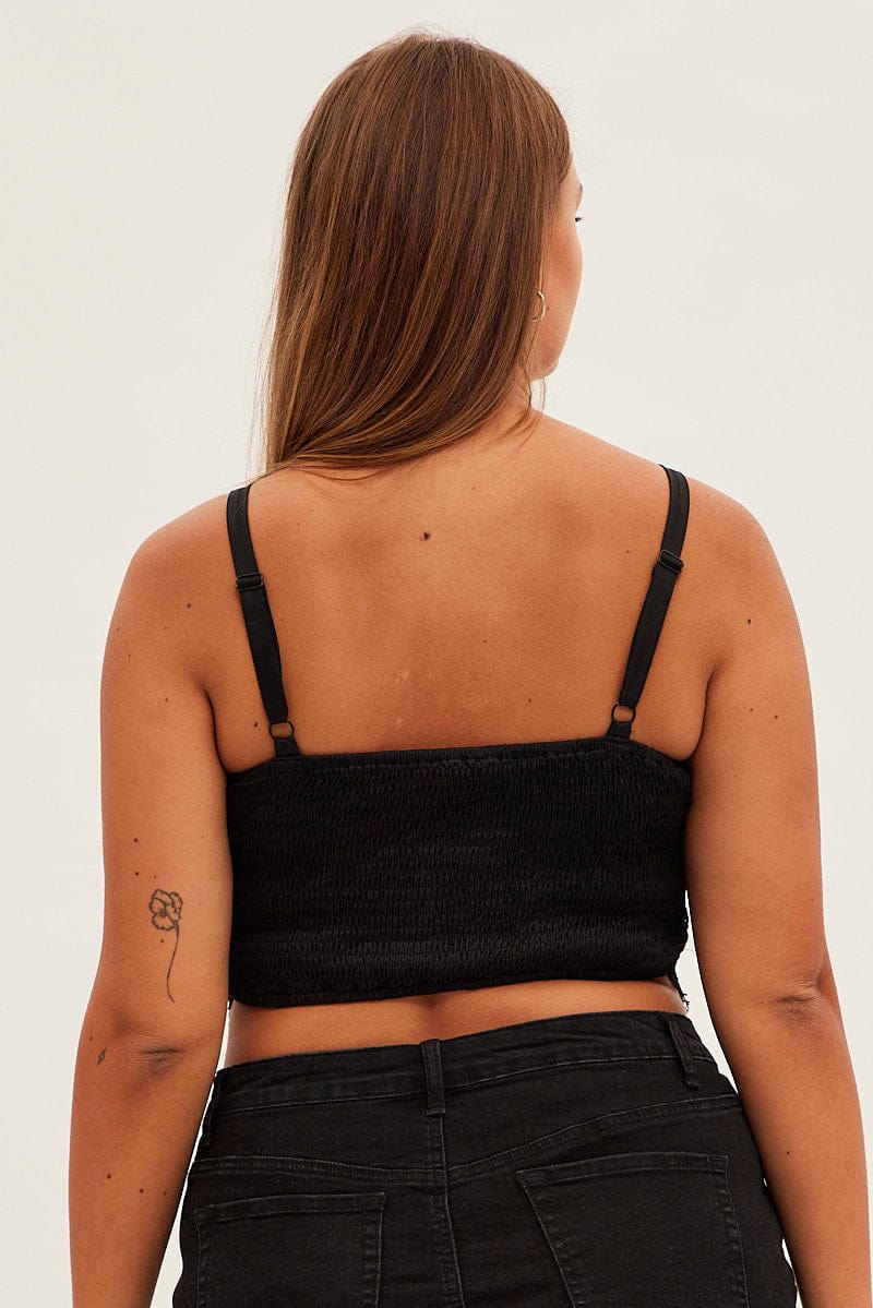 Black Crop Top Sleeveless Lace - Image 5