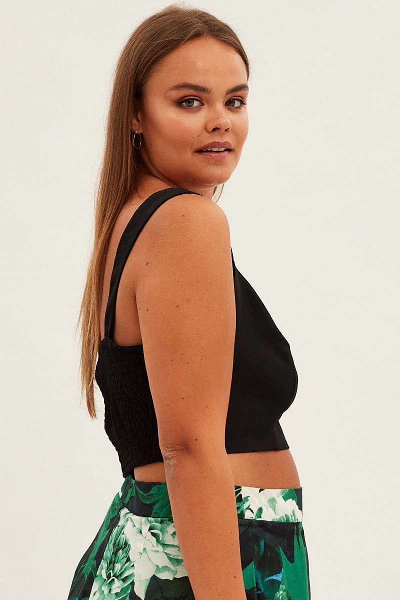 Black Crop Top Sleeveless V-wire - Image 4