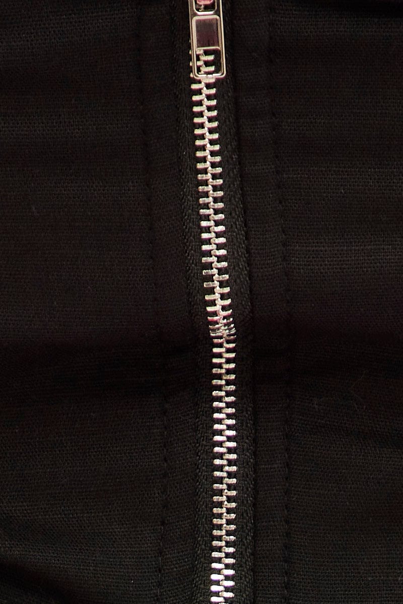 Black Crop Top Strapless Linen Blend - Image 6