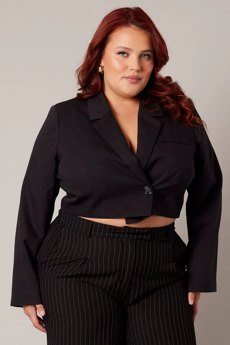 Black Cropped Blazer - Image 2