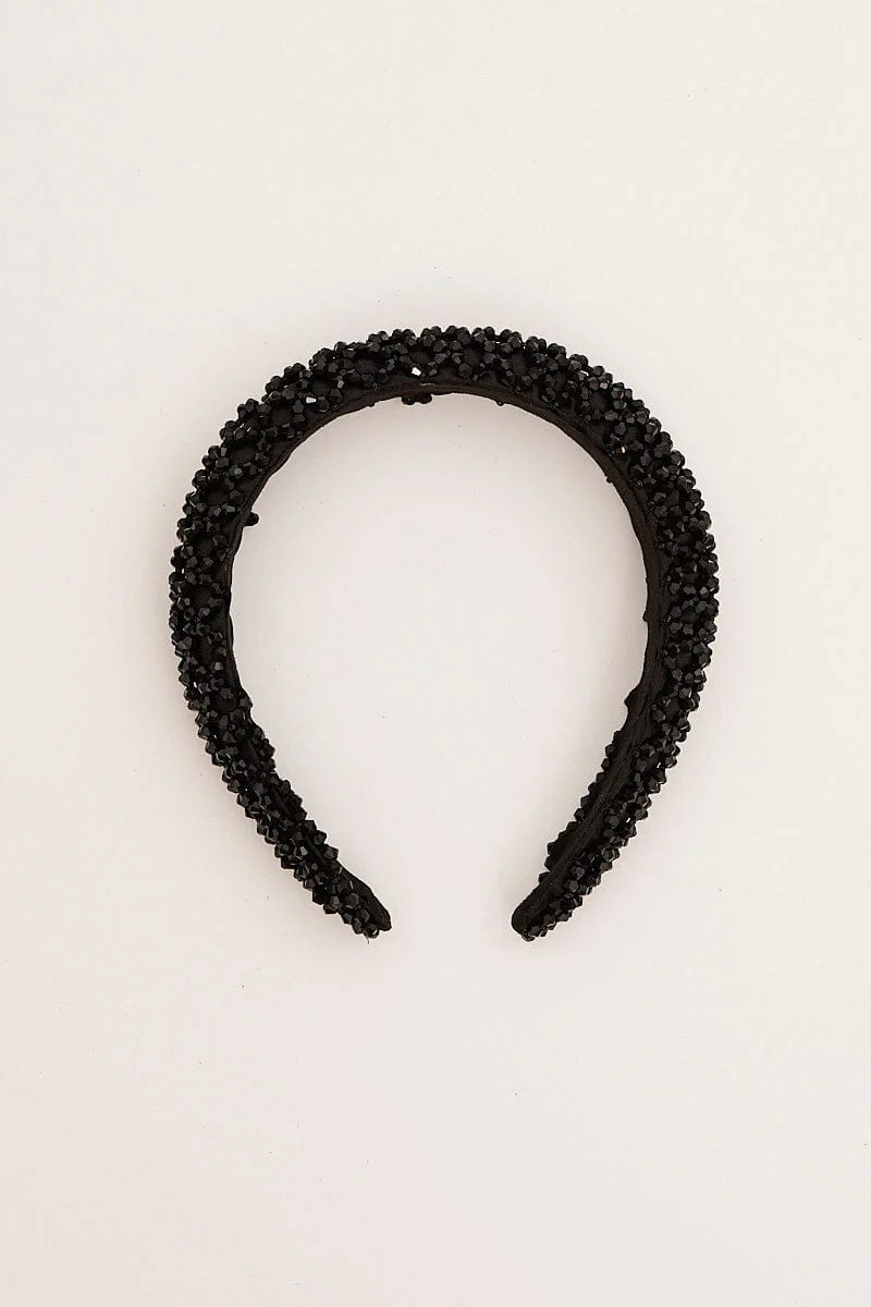 Black Crystal Decor Headband