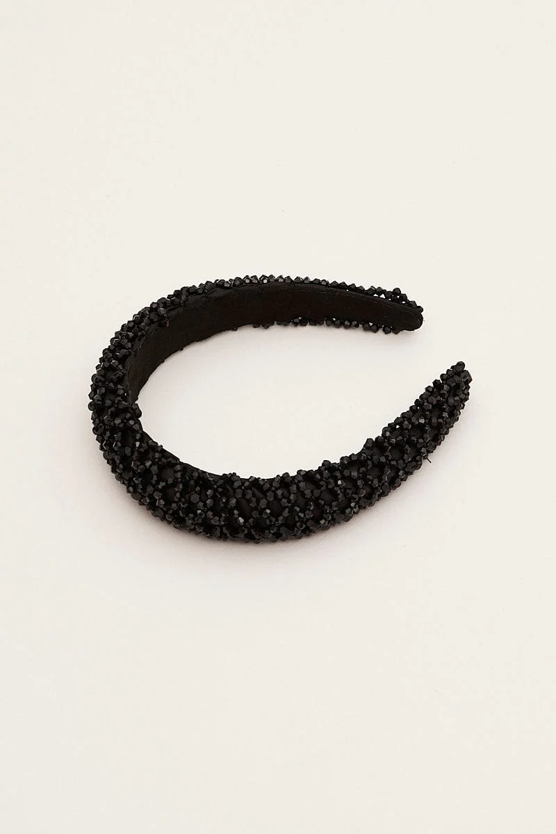 Black Crystal Decor Headband - Image 2