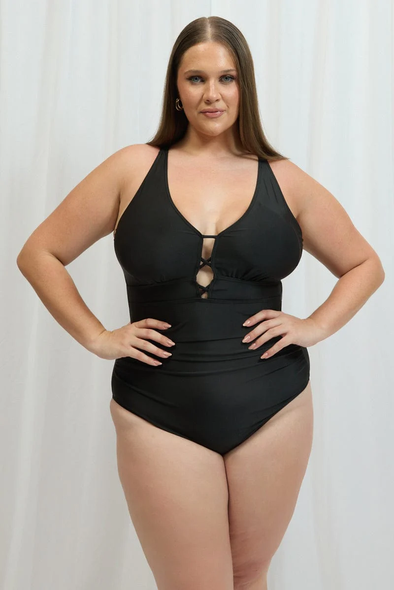 Black Cut Out One Piece Swimsuit
