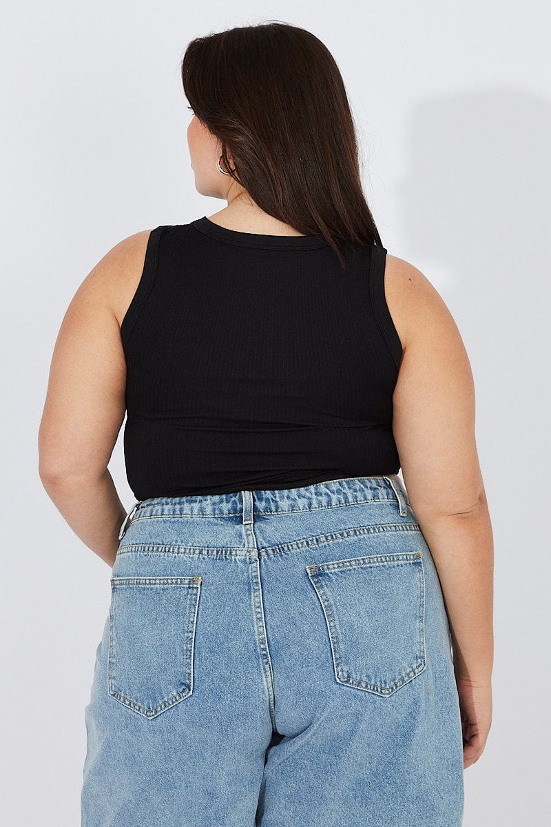 Black Cut Out Tank Top Crew Neck Seamless - Image 5