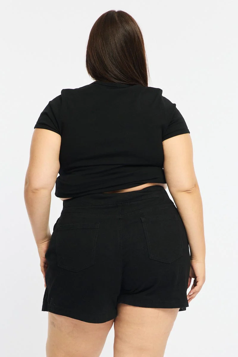 Black Denim Skorts - Image 5