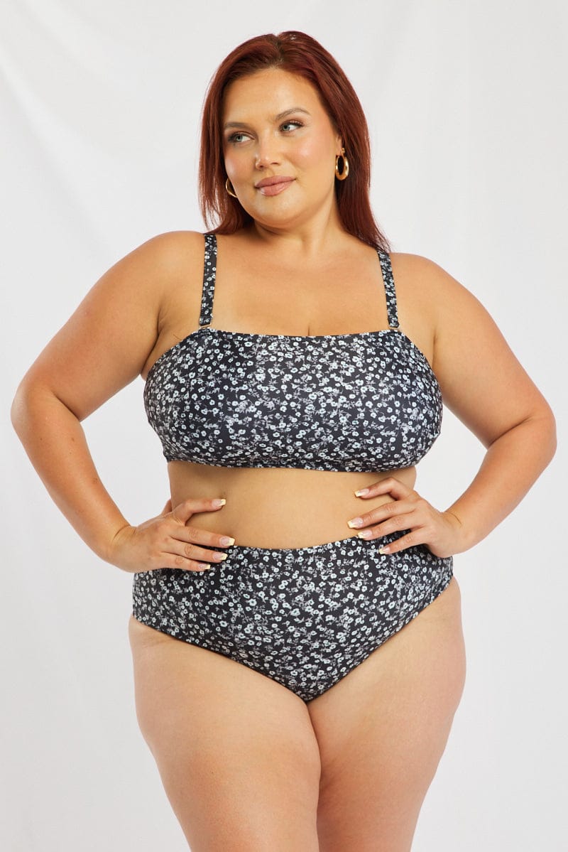 Black Ditsy Bikini Set