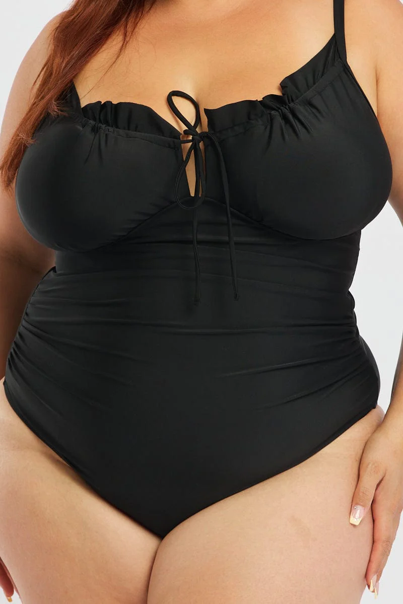 Black Ditsy One Piece Swimsuit - Image 5