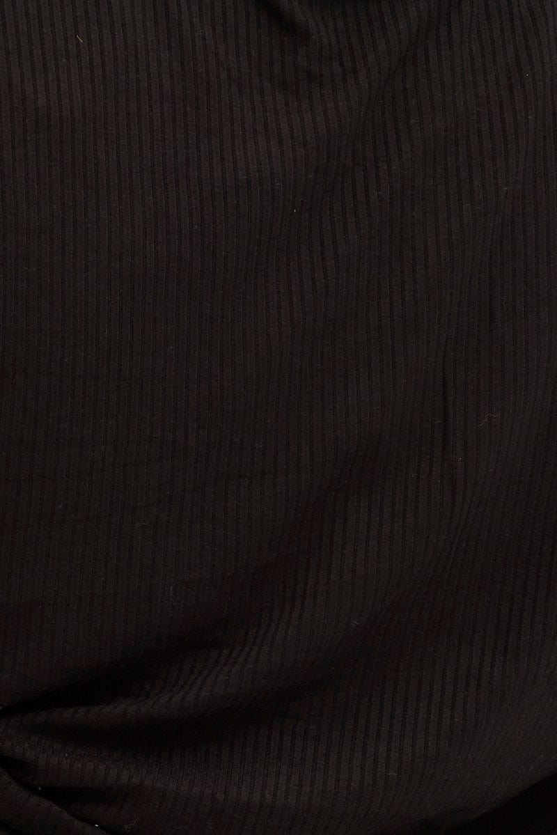 Black Drawstring Top Short Sleeve Rib Jersey - Image 6
