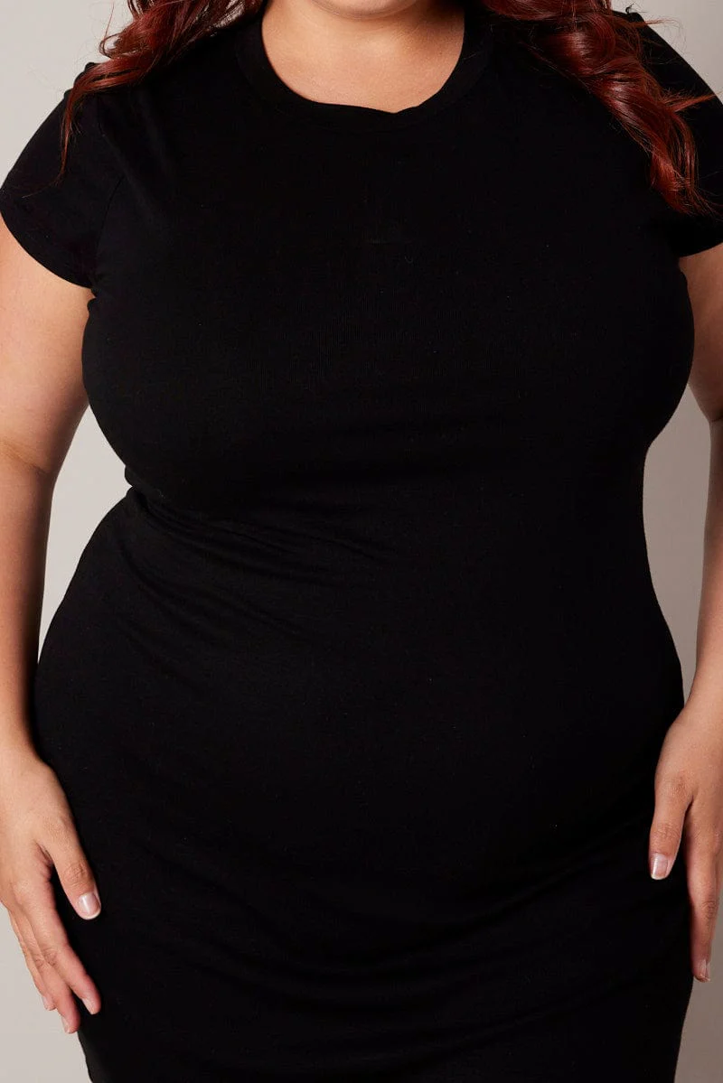 Black Dress Short Sleeve Crew Neck - Image 6