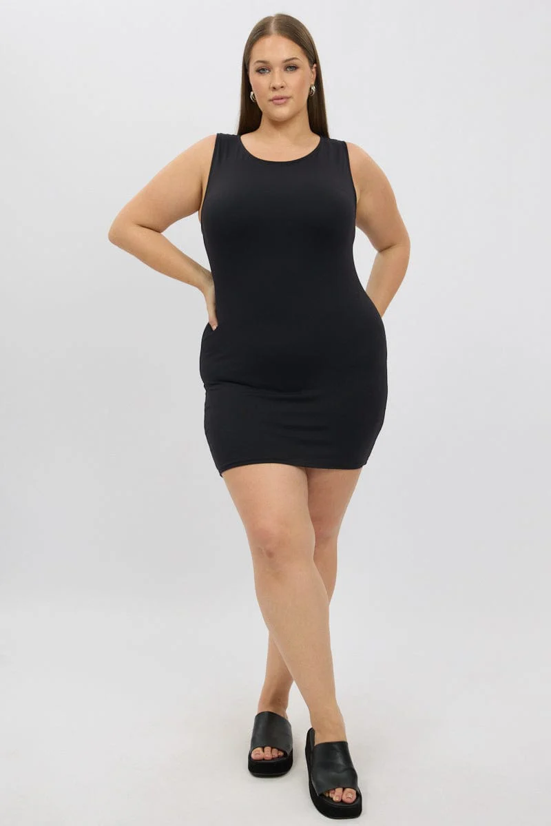 Black Dress Sleeveless Crew Neck Supersoft - Image 2
