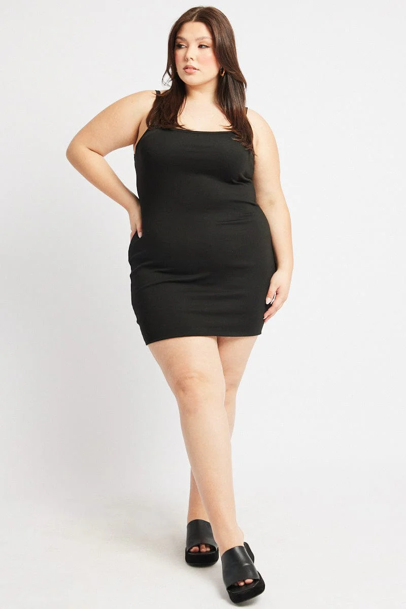 Black Dress Sleeveless Square Neck - Image 2