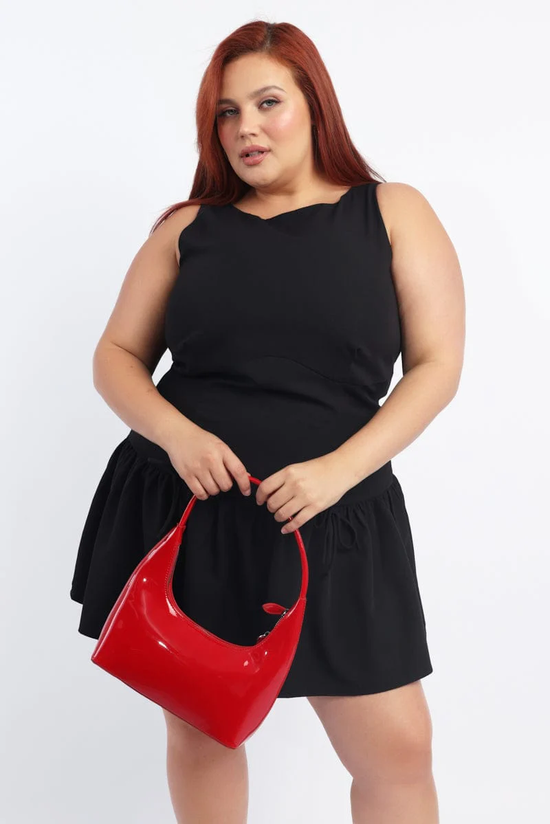 Black Drop Waist Mini Dress