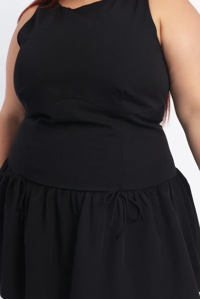 Black Drop Waist Mini Dress - Image 5