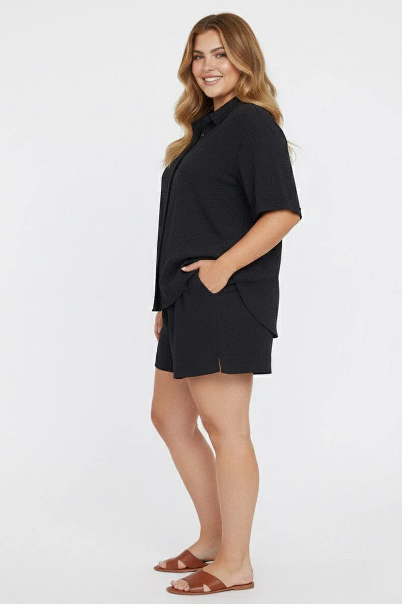 Black Elastic Waist Shorts - Image 2