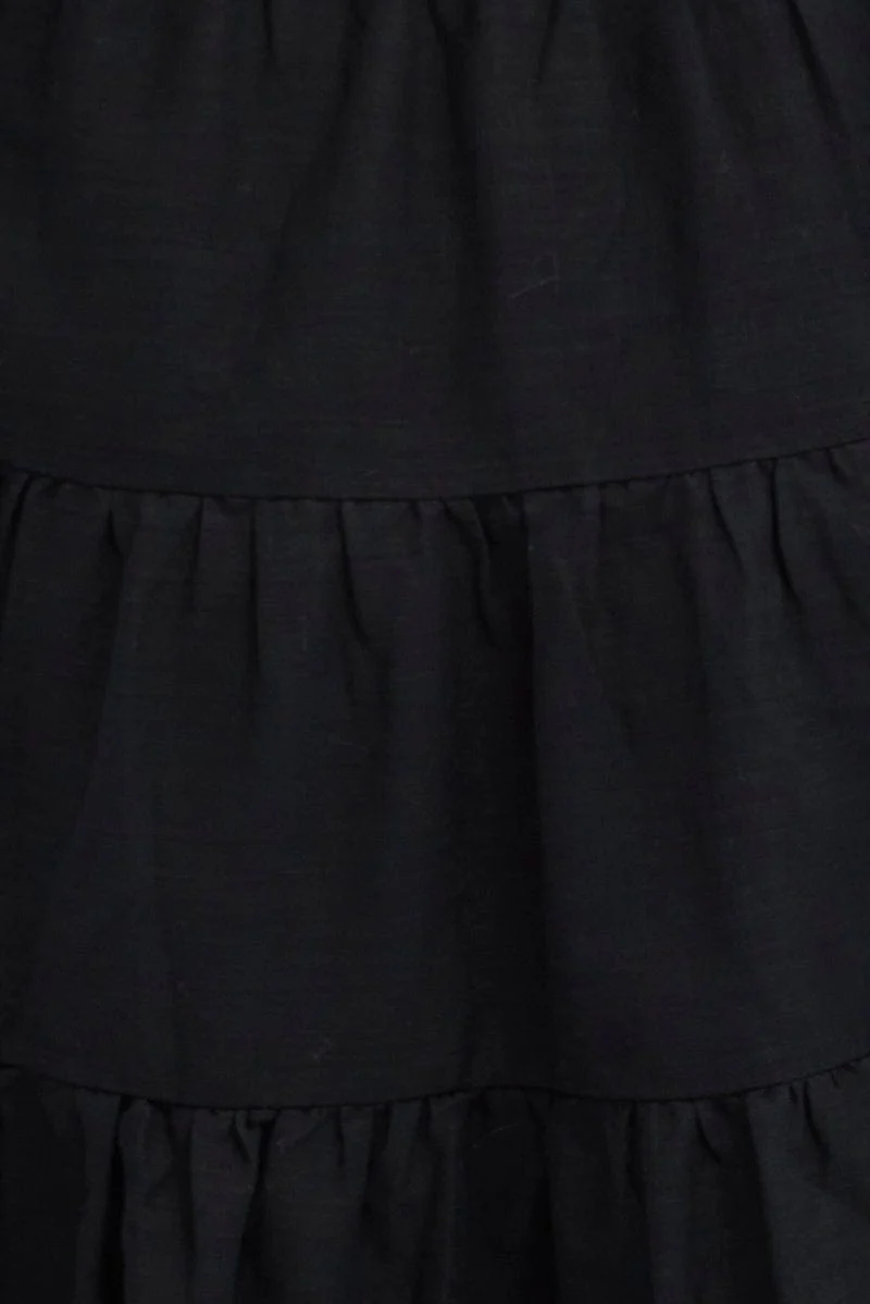 Black Fit And Flare Dress Short Sleeve Shirred - Image 6