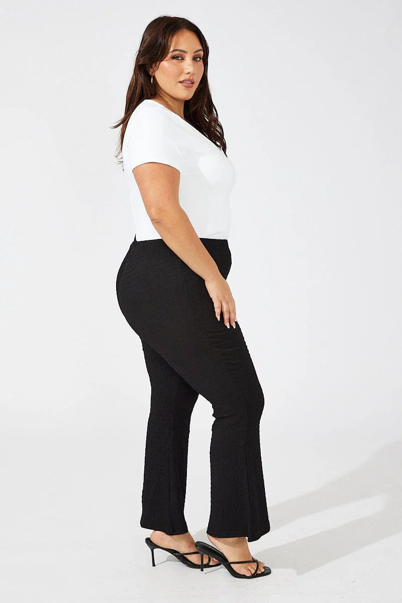 Black Flare Leg Pants High Rise - Image 4
