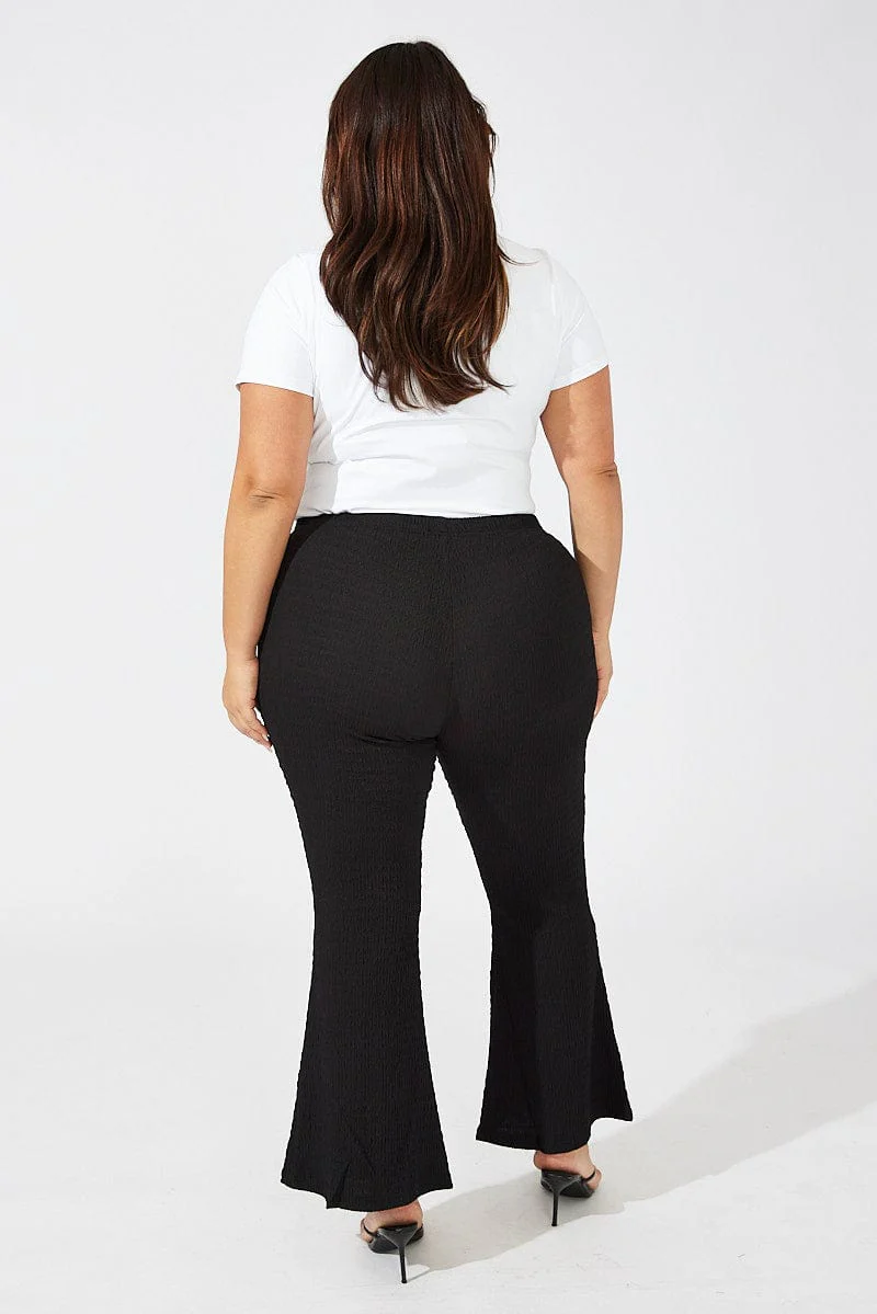Black Flare Leg Pants High Rise - Image 5