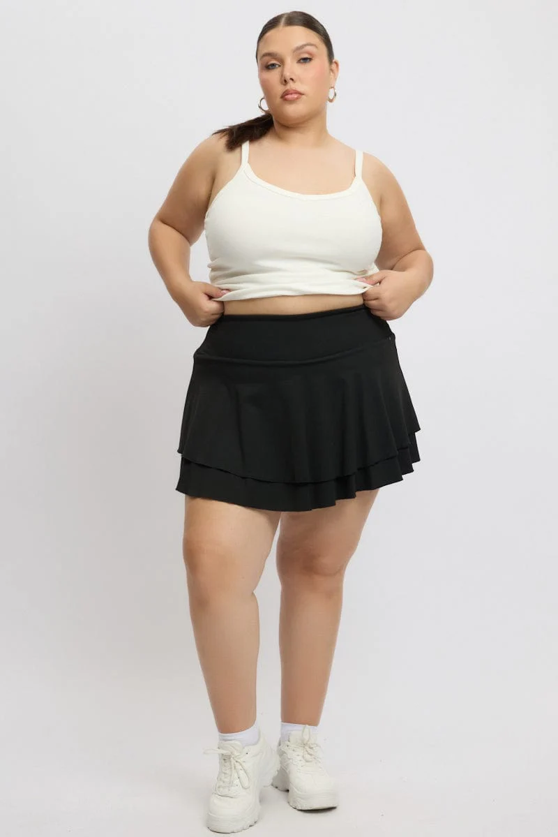 Black Flare Mini Skort Skirt - Image 2