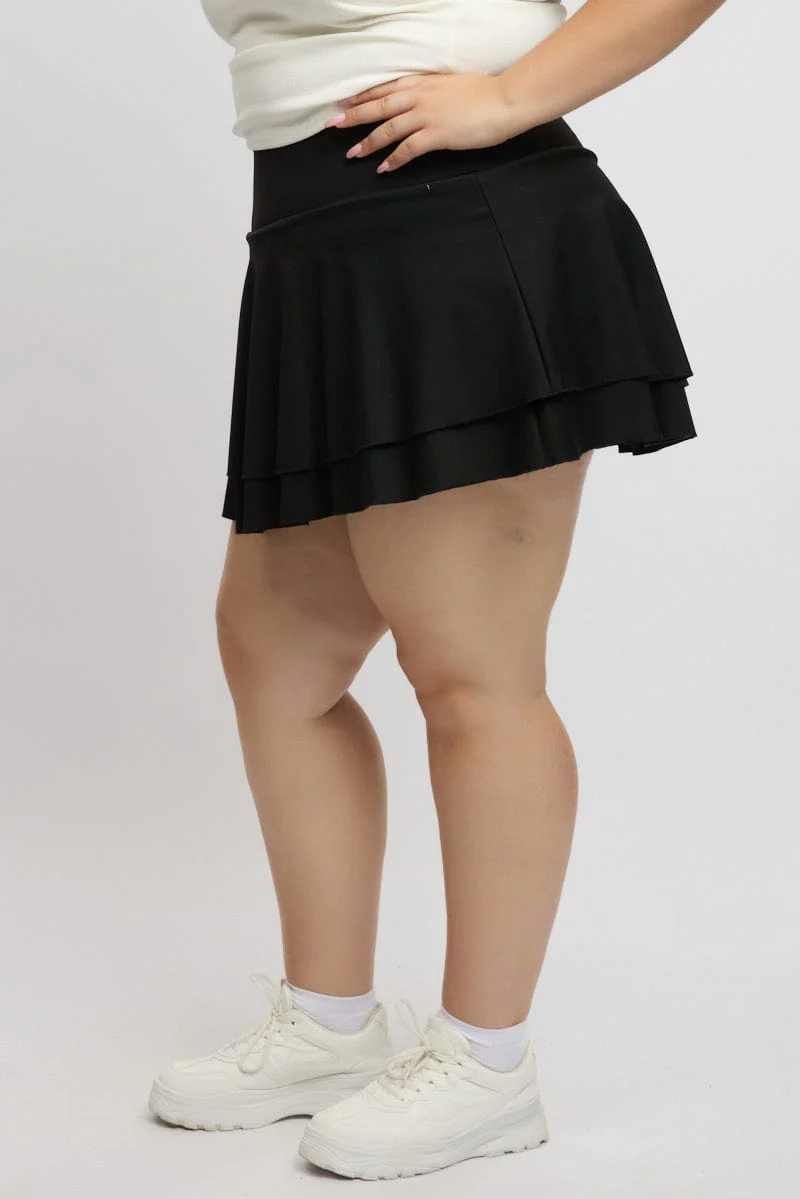 Black Flare Mini Skort Skirt - Image 4