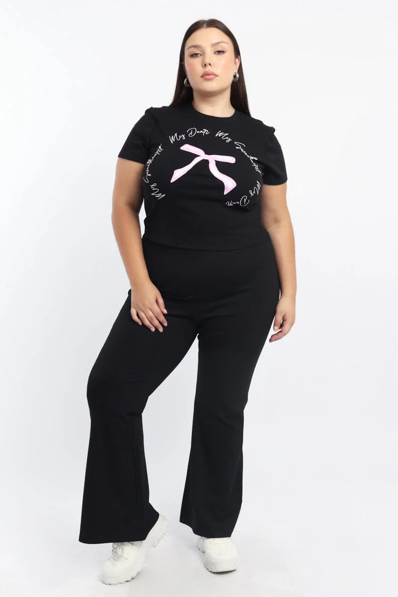 Black Flare Ponte Pants