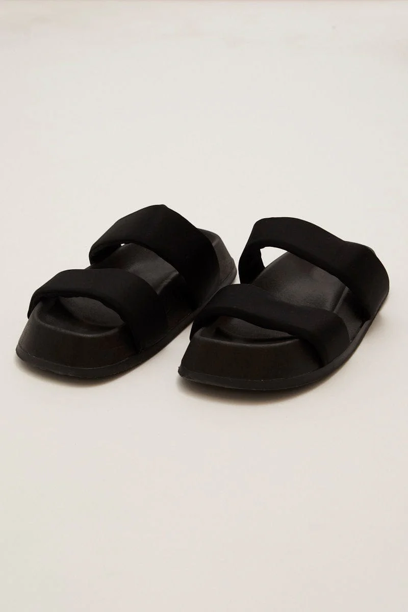 Black Flatform Slide Sandals - Image 2
