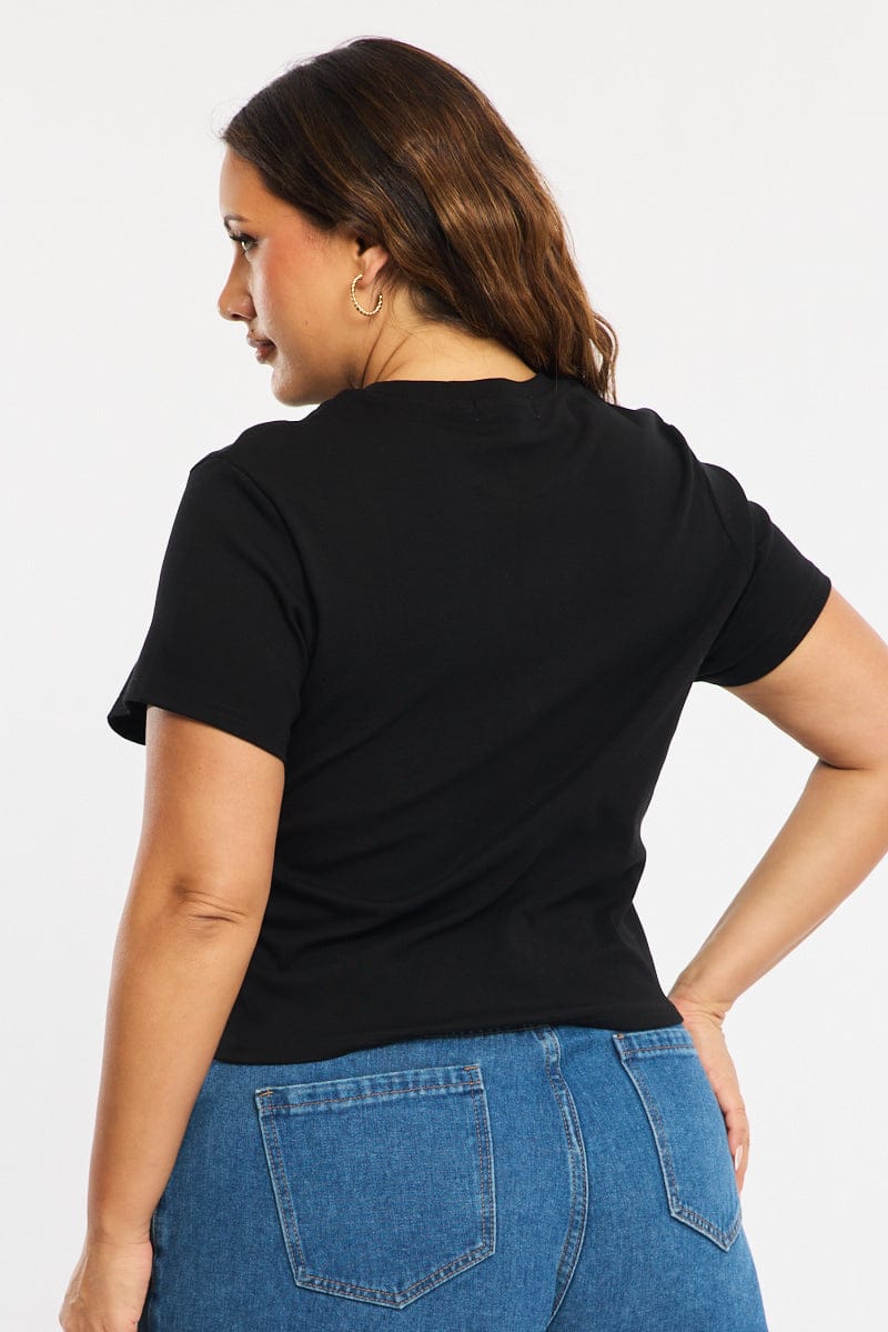 Black Floral Baby Tee Short Sleeve - Image 4